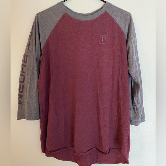 1st Phorm Maroon and Gray Baseball Tee - Picture 1 of 3